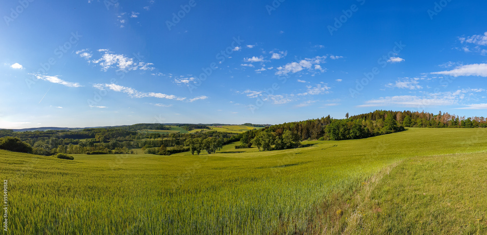 Fototapeta premium scenic panorama view of natural landscape under a cloudy sky