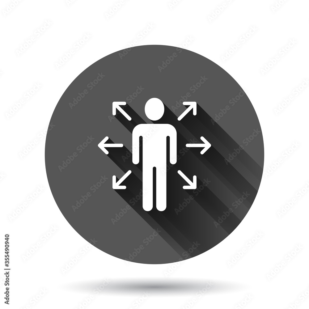 Mind awareness icon in flat style. Idea human vector illustration on black round background with long shadow effect. Customer brain circle button business concept. Mind awareness icon in flat style. Idea human vector illustration on black round background with long shadow effect. Customer brain circle button business concept.