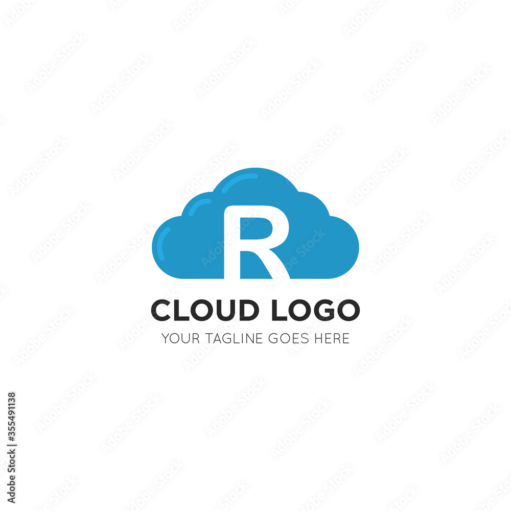 initial leter r cloud logo and icon vector illustration design template initial leter r cloud logo and icon vector illustration design template