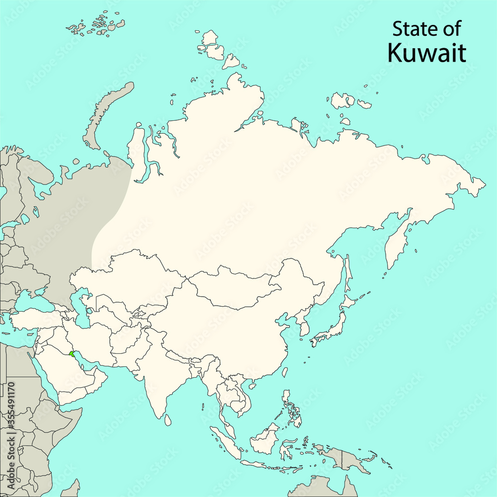 asia map, kuwait, vector illustration