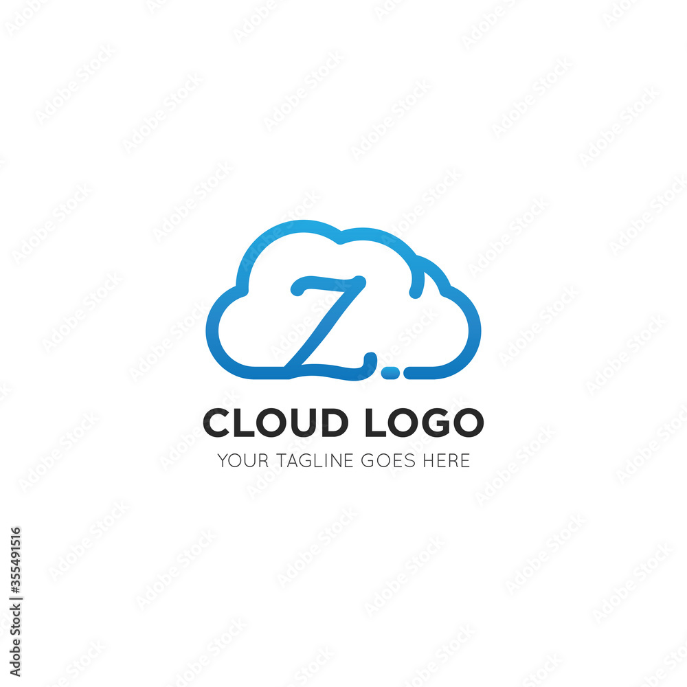 initial leter z cloud logo and icon vector illustration design template initial leter z cloud logo and icon vector illustration design template