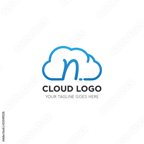 initial leter n cloud logo and icon vector illustration design template