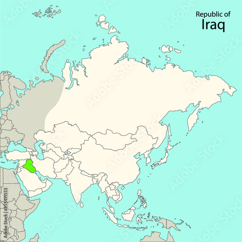 Iraq on Asia map, vector illustration 