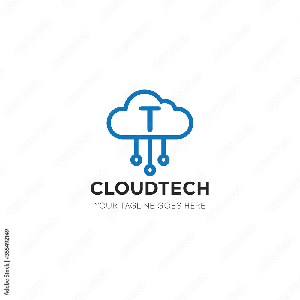 initial leter t cloud logo and icon vector illustration design template initial leter t cloud logo and icon vector illustration design template