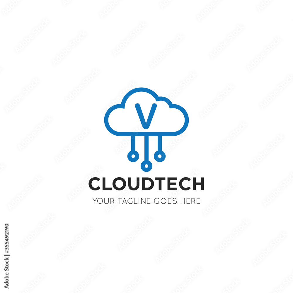 initial leter v cloud logo and icon vector illustration design template initial leter v cloud logo and icon vector illustration design template