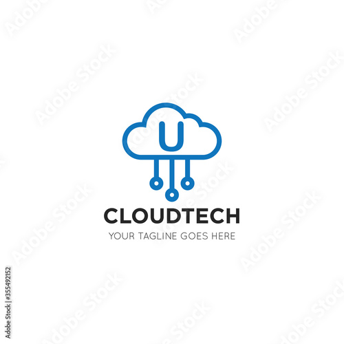 initial leter u cloud logo and icon vector illustration design template