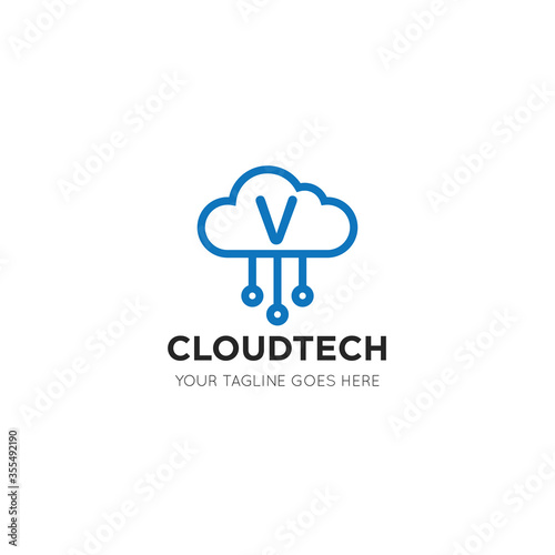 initial leter v cloud logo and icon vector illustration design template