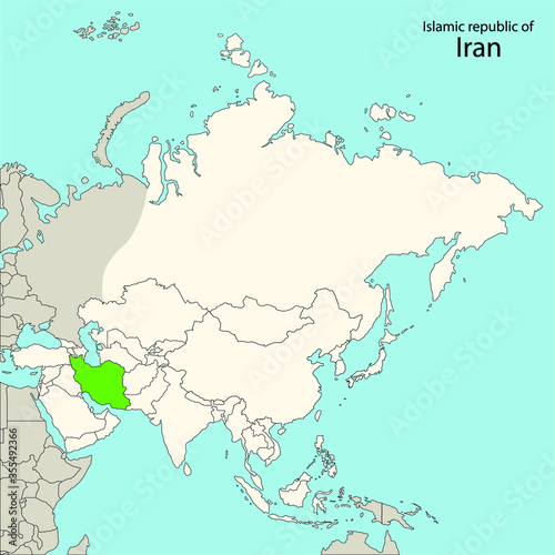 islamic republic of iran  persia  map of asia continent