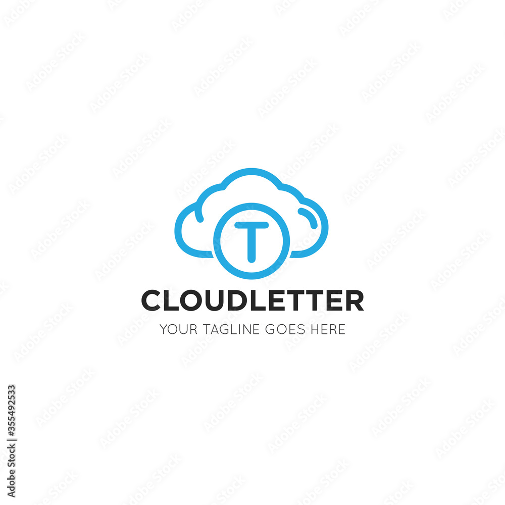 initial leter t cloud logo and icon vector illustration design template initial leter t cloud logo and icon vector illustration design template