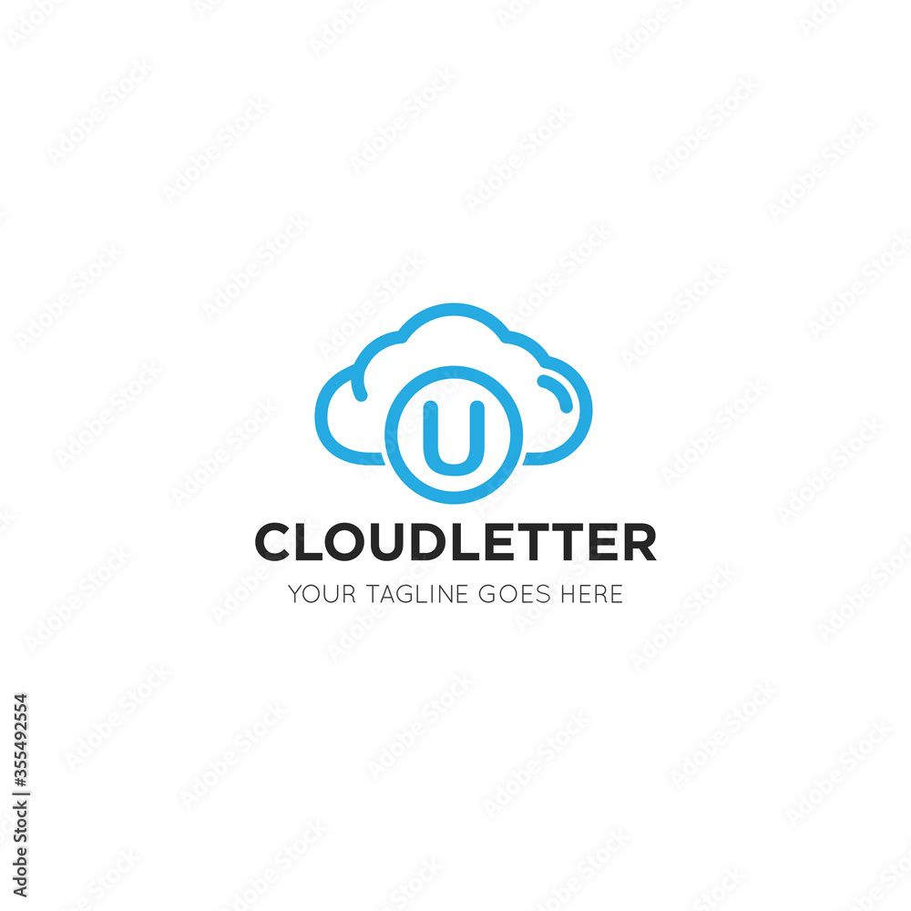 initial leter u cloud logo and icon vector illustration design template initial leter u cloud logo and icon vector illustration design template