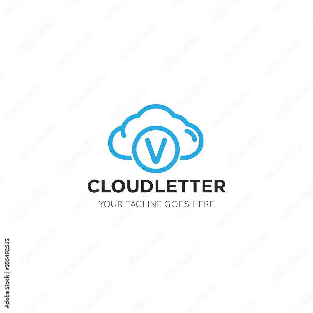 initial leter v cloud logo and icon vector illustration design template initial leter v cloud logo and icon vector illustration design template