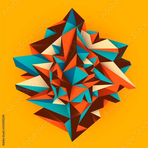 Geometric abstraction in color. Modish style low poly object design. Vector illustration.