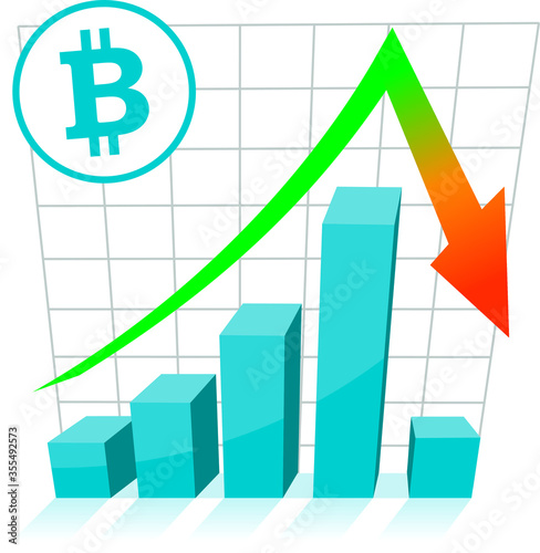 bitcoin value  business graph with arrow  vector illustration