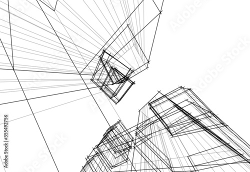 abstract concept architecture 3d vector