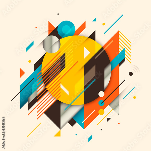 Modern abstract style illustration made of geometric shapes in color. Vector illustration.