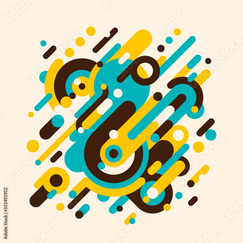 Modish style abstraction made of rounded shapes and circles. Vector illustration.