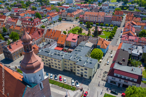 Aerial view of central square in Zory. Upper Silesia. Poland.