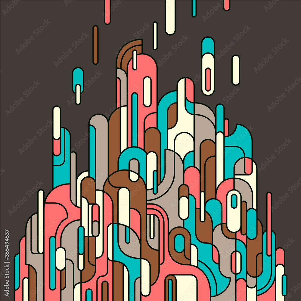 Retro style abstract background made of rounded designed shapes in various colors. Vector illustration. Retro style abstract background made of rounded designed shapes in various colors. Vector illustration.