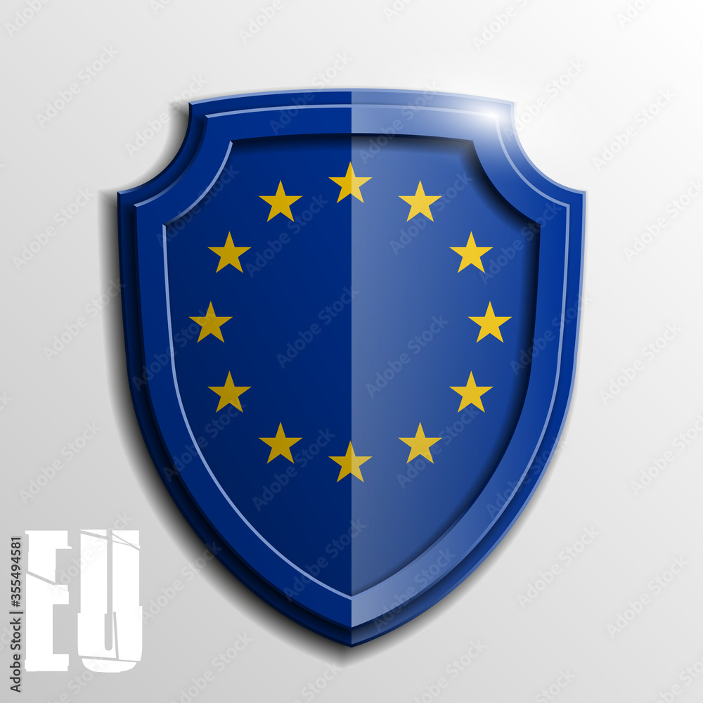 Design shield Origami banner with the flag of the European Union Design shield Origami banner with the flag of the European Union