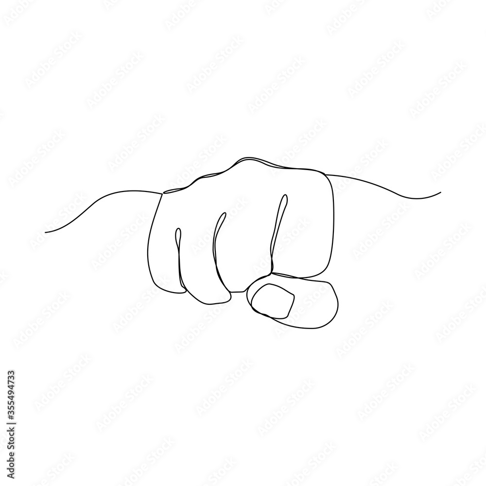 Continuous line drawing of arm hands fist. vector illustration
