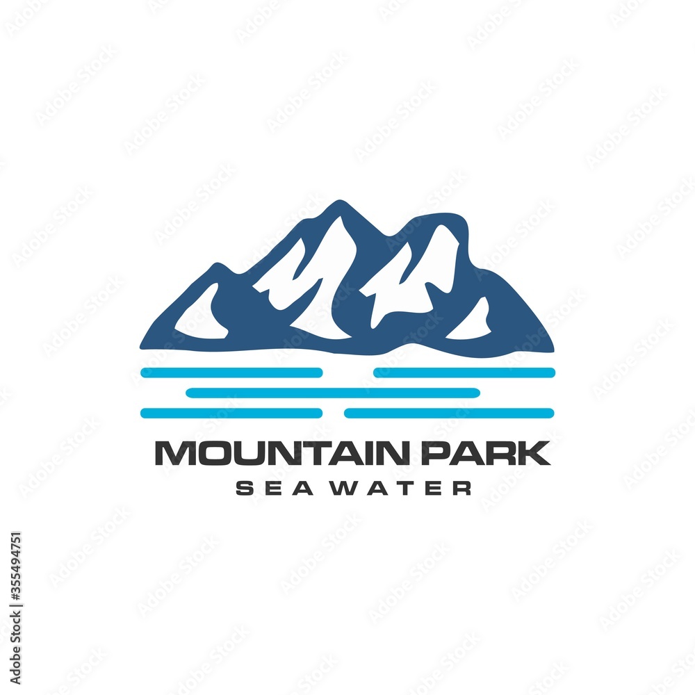 Mountain with Landscape Beach Logo Design Mountain with Landscape Beach Logo Design