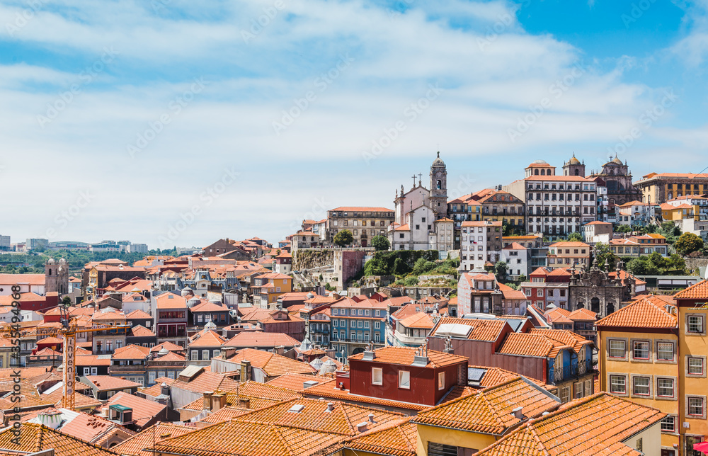 Panoramic view of old town of Oporto, Portugal
