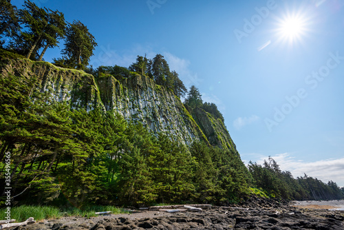 Tow (Taaw) Hill, a beautiful ancient volcanic plug remnant in Naikoon Provincial park on the north shore of Graham island of Haida Gwaii (formerly Queen Charlotte Islands) in British Columbia, Canada
