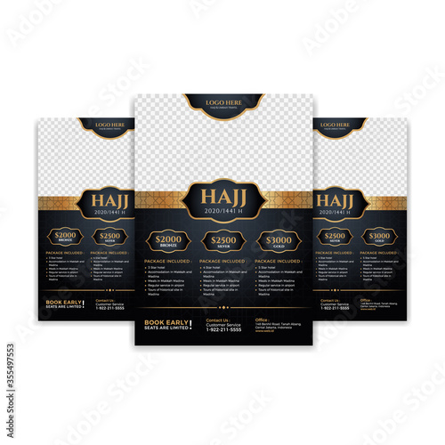 Luxury islamic design with gold element for hajj or umrah flyer template © wekraf