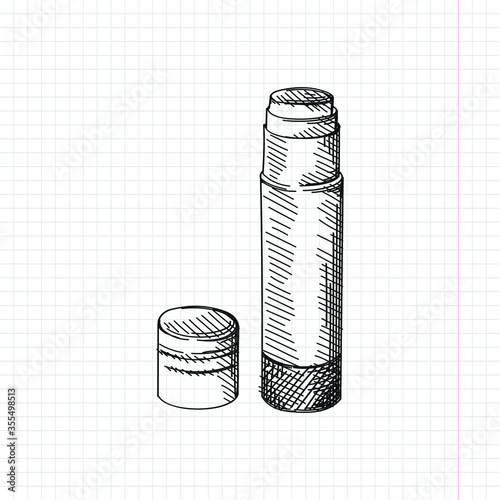 Hand-drawn sketch of a pencil sharpener on a white background. Stationery Supplies for School and Office	