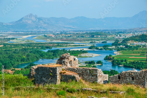 A view from Rozafa Castle in Shkodra, Albania photo