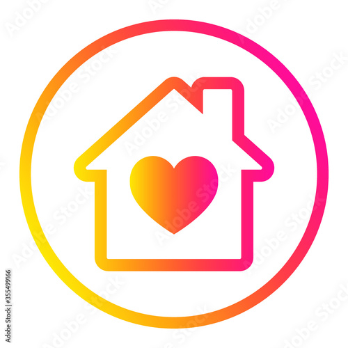 Home with love colorful vector border icon isolated on white background.