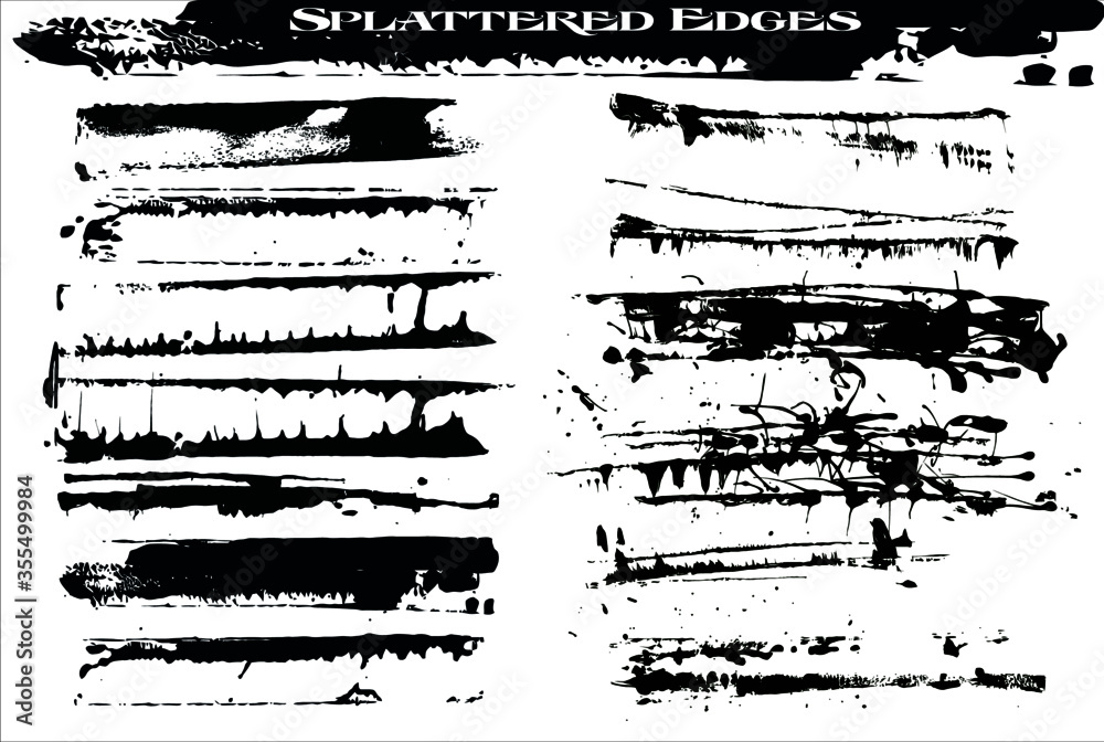 Vector paint splattered edges set illustration Vector paint splattered edges set illustration