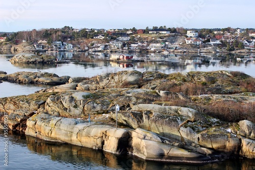 view of the port of sandefjord in norway photo