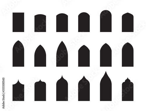 Shapes of architectural types of Gothic style arches and windows. Big set of characteristic architectural forms. Vector illustration photo