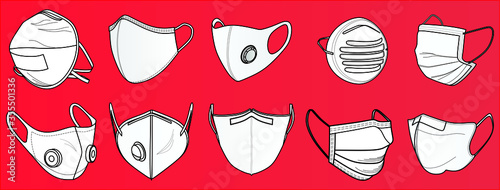 Safety breathing masks. Industrial safety N95 mask, dust protection and breathing medical respiratory. Corona masks. Hospital or pollution protect face masking.