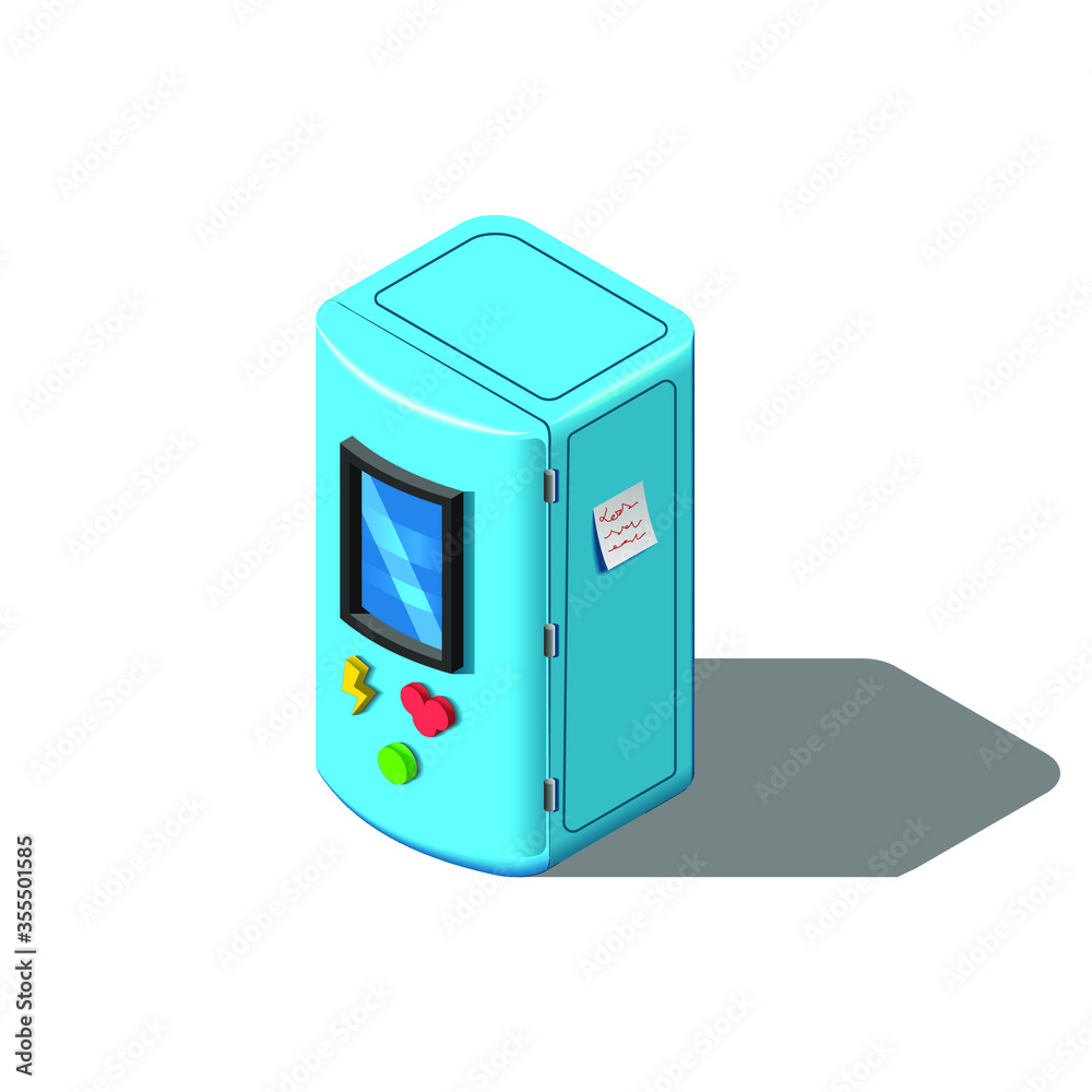 Refrigerator Isometric 3D Object Kitchen Design Element Refrigerator Isometric 3D Object Kitchen Design Element
