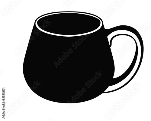 Black Cup Silhouette - stock illustration for logo or corporate identity. Black silhouette mug - element for pictogram, button or sign.