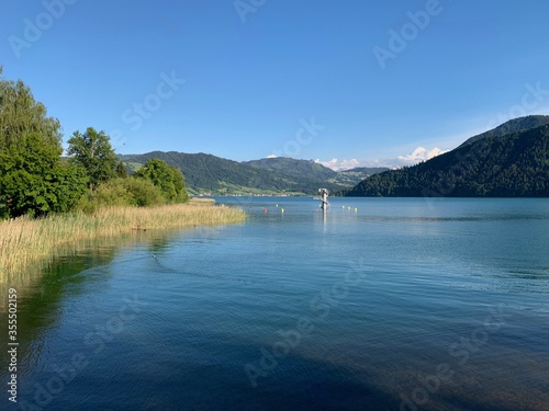 Landschaft am Ägerisee in Oberägeri, Kanton Zug, Schweizer See in der Schweiz