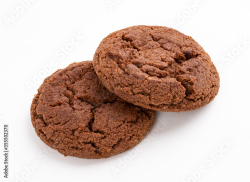 Delicious chocolate cookies on white background. Clipping path.