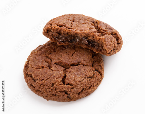 Delicious chocolate cookies on white background. Clipping path.