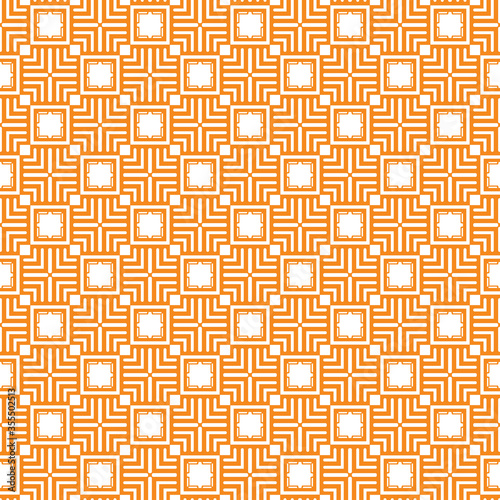 Vector seamless pattern texture background with geometric shapes, colored in orange, white colors.