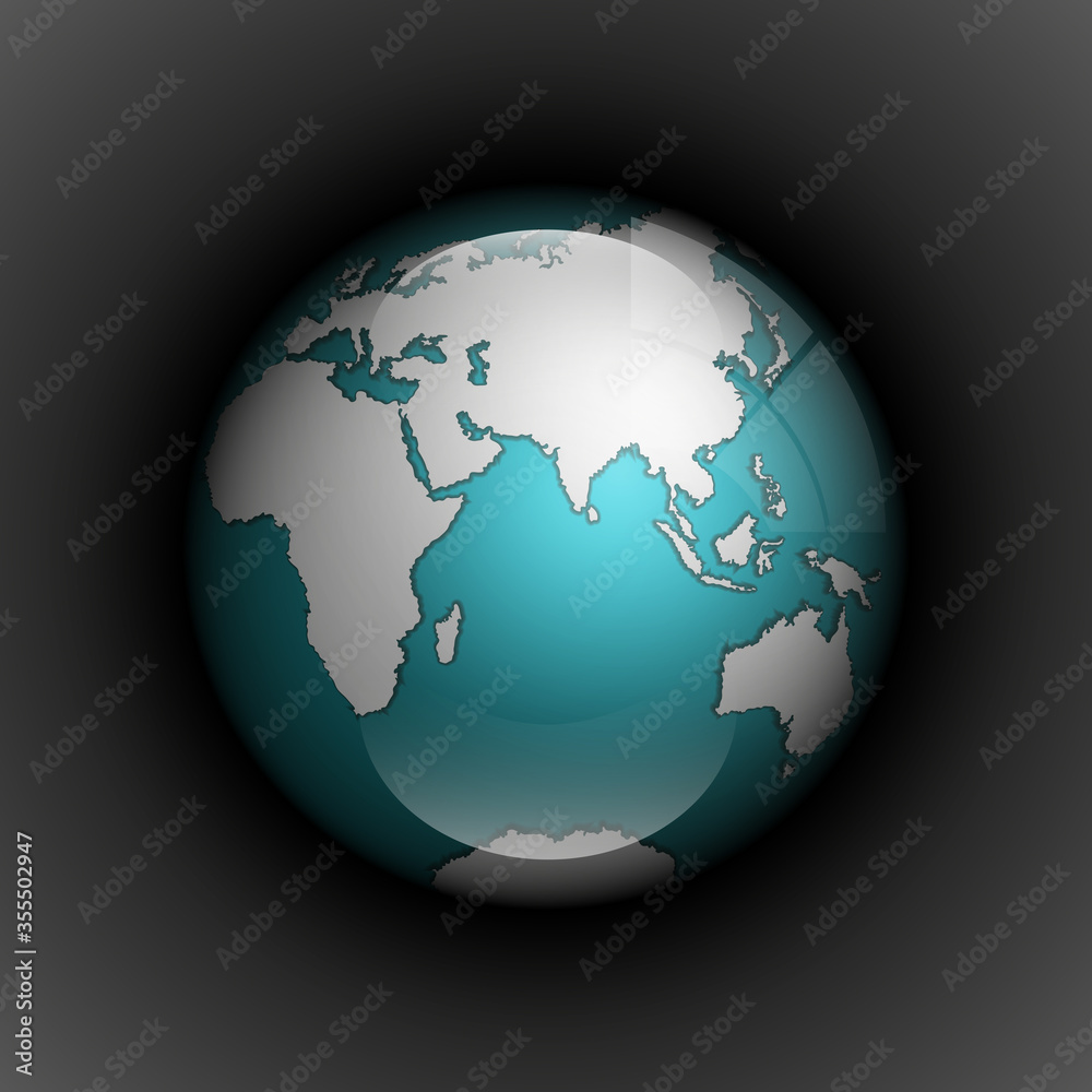 world map with ocean. Globe icon. Planet Earth on black background. Continents world picture. Colorful poster presentation world map with ocean. Globe icon. Planet Earth on black background. Continents world picture. Colorful poster presentation