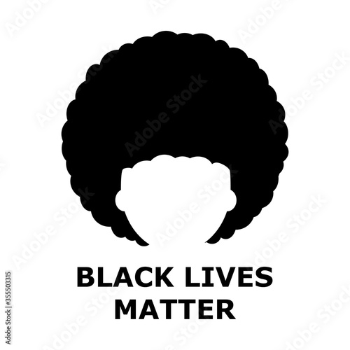 poster of abstract black lives matter. black man or woman. person with afro hairstyle. Stop racism concept