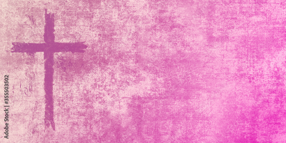 pink cross on pink grunge canvas