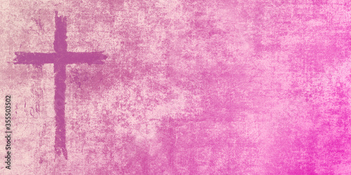 pink cross on pink grunge canvas © kathleenmadeline