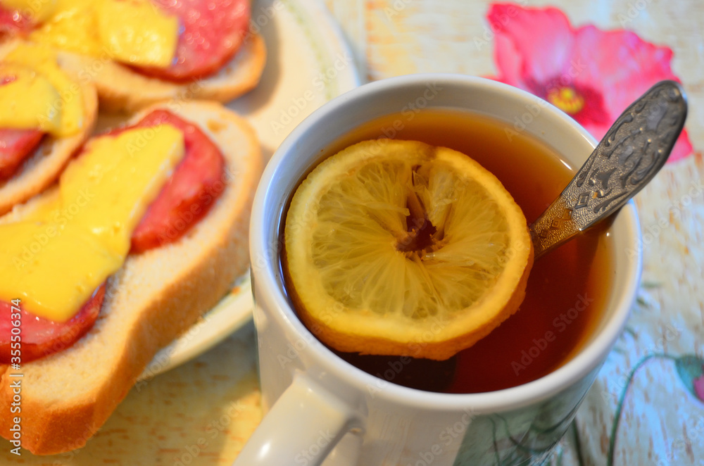 color photo of lemon tea and sandwiches color photo of lemon tea and sandwiches