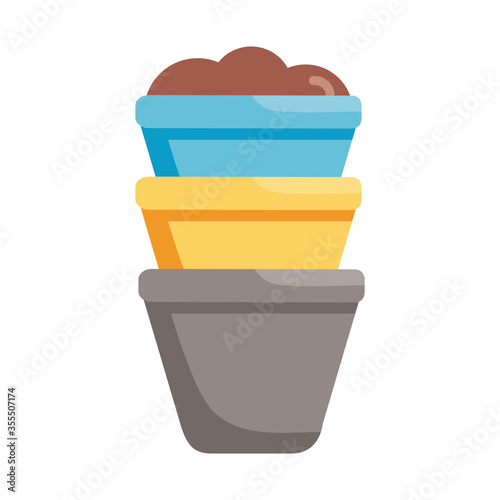 plants pots detail style icon vector design