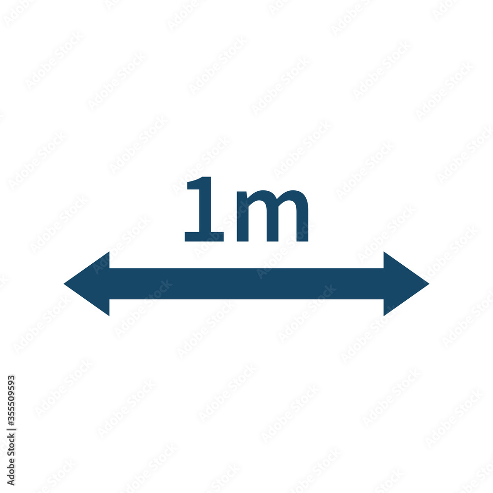 One meter diatance arrow sign One meter diatance arrow sign