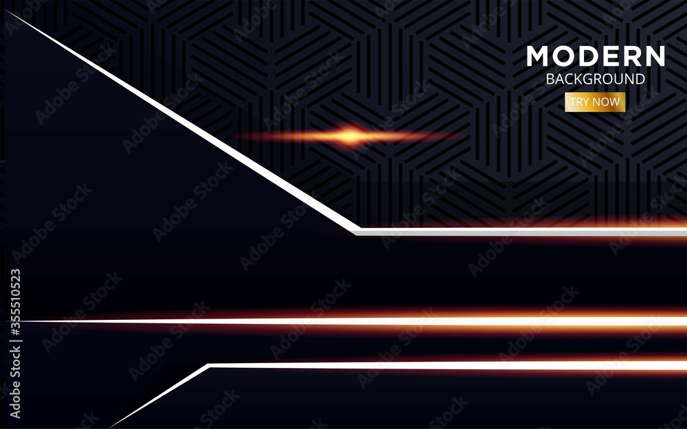 modern abstract future black premium background banner with golden light line in hexagon texture. modern abstract future black premium background banner with golden light line in hexagon texture.