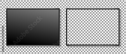 Tablet mockup set. Modern tablet with empty screen. Realistic tablet computer isolated on transparent background.